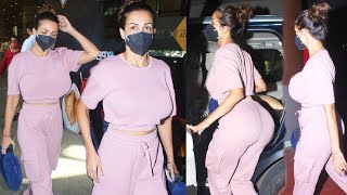Malaika Arora Looking Hot & $exy In Baby Pink Outfit As She Snapped At Airport
