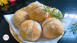 Rosemary Whole Wheat Dinner Rolls | ขนมปังทำง่ายๆ ไม่ต้องนวด