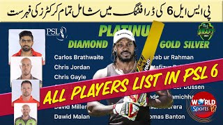 PSL 6 draft today and all players list | PSL 6 draft  | PSL 2021 foreign players list