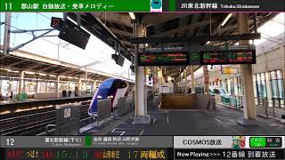 郡山駅12番線到着放送 つばさ・やまびこ141号 山形新庄・仙台行