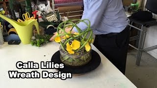 Calla Lilies In Wicker Wreath Design - Easy Flower Arrangement -