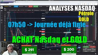 Analyse Nasdaq Gold Petrole Mercredi 15 Janvier - Achat Nasdaq et Gold