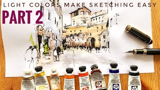 Urban sketching/learning video for beginners/Pen + watercolor sketching (2) Light watercolor part