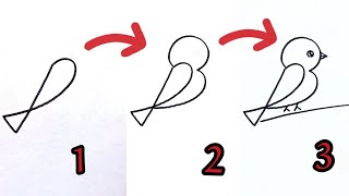 رسم عصفور سهل وجميل | رسم حيوانات سهلة | تعليم الرسم بسهولة بطريقة بسيطة| اجمل رسم بطريقة سهلة جيدة