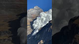 An amazing avalanche at Kapuche Glacier Lake, Nepal