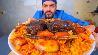 مطبق او كبسة خدود البقر المدخنة على الرز الاحمر اللذيذ Beef Cheeks Kabsa Mukbang Eating Show