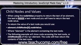 JavaScript Training Tutorial Child Nodes and Values