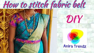 How to stitch fabric belt for silk saree - DIY Fabric Belt making