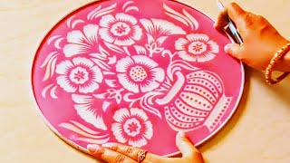 5 minutes rangoli design with stencil / Festival rangoli for beginners /Diwali special New rangoli