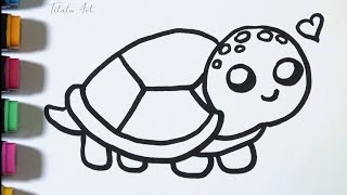 How to draw a cute Turtle step by step Easy for kids | Cute Drawing