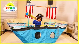 Ryan Pretend Play with Pirate Ship Tent!