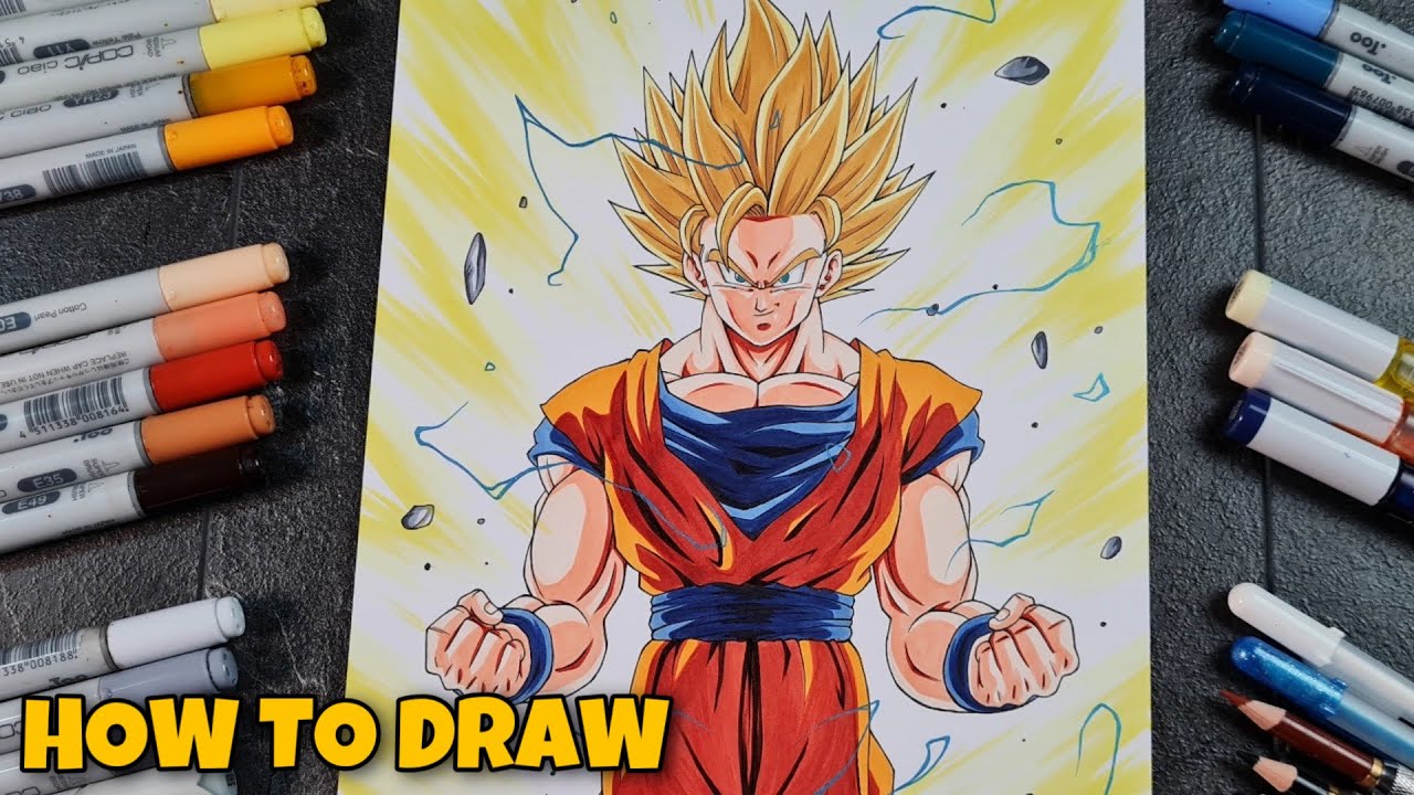 How To Draw GOKU SSj2 | Classic DBZ Style - YouTube