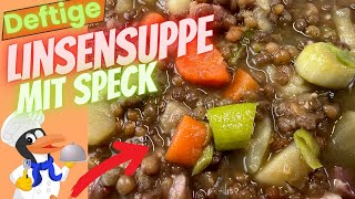 Deftige Linsensuppe mit Schinken