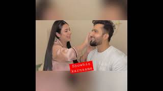 Sarah khan doing makeup of husband Falak Shabbir shared romantic video #sarahkhan #falakshabbir