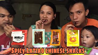 TRYING THE FAMOUS SPICY LATIAO CHINESE SNACK , (Filipino version)