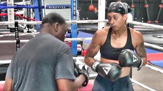 Jeff Mayweather working with talented lady amateur boxer