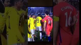 Racist 'Chinese eyes' gesture by Edwin Cardona - South Korea - Colombia 2-1