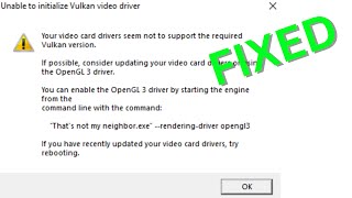 Unable to initialize Vulkan Driver | 100% EASY FIX