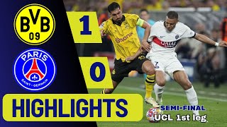 Dortmund vs PSG (1-0) HIGHLIGHTS & GOAL UCL Semi-Final 1st Leg 2024 | Mbappe Sancho Show