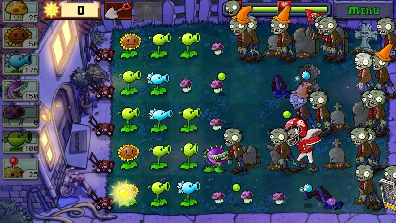 Plants Vs Zombies (NIGHT MODE) Complete Level 9 Walkthroughs - YouTube