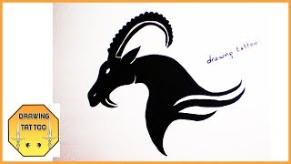 Goat tattoo design drawing on paper _ how to draw tattoos
