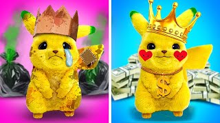 RICH vs BROKE POKEMON - Pikachu was Adopted by Rich Family by La La Life Gold