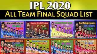IPL 2020 All Team Squad - All Teams Probable Squad | CSK, KKR, RCB, MI, KXIP, SRH, RR, DC IPL 2020