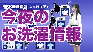 今夜のお洗濯情報 広いエリアの雨で夜干しはNG