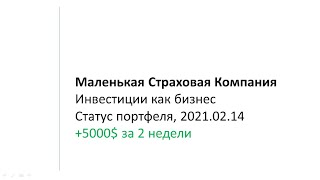 Инвестиции как бизнес. Статус портфеля на 2021.02.14.  +5000$ за две недели.