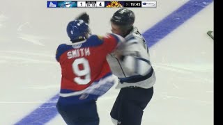 Gabe Smith (Moncton) VS Colby Train (Chicoutimi) QMJHL Fight 10/18/24