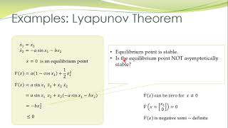 NCS - 16b - Examples: Application of Lyapunov Stability Theorem