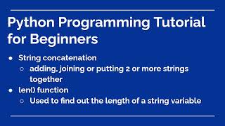 Python Tutorial for Beginners #5 String concatenation and length function