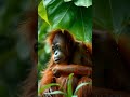 Monkeys finding shelter from the rain under leaves #babymonky #babycare #cute