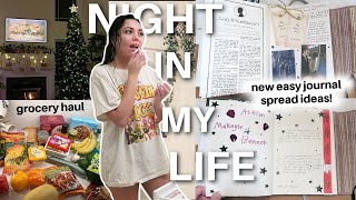 NIGHT ROUTINE: grocery haul, yoga class, new journal pages, huge crystal haul + PO unboxing!! (vlog)