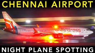 NIGHT PLANE SPOTTING during HEAVY RAIN at CHENNAI AIRPORT🇮🇳 | Landing & Takeoff