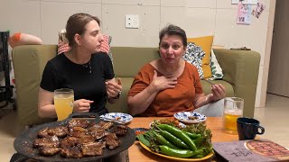 Ukrainian mother-in-law's reaction to first time eating Korean LA ribs