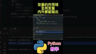 变量的作用域 全局变量 内外都能输出 #python #python教学 #python编程  #python入门 #coding #基础代码