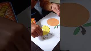 Serunya belajar membuat kolase jeruk dari kertas origami | Kelas 1 SD #shorts