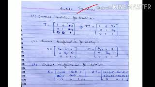 Inverse Transformation - lecture 30/ computer graphics