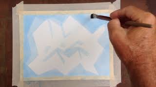 Waldorf Veil (wet-on-dry) Painting for Grade 6: Blue Crystals