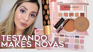 Testando maquiagens | Huda Beauty Rose Quartz, Natasha Denona Face Glam, lançamentos Anastasia etc.