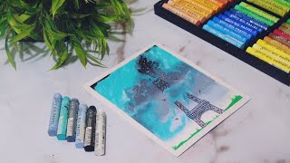 Oil pastel drawing for beginners - Easy Eiffel tower scenery with oil pastel - Eiffel tower drawing