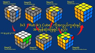 How to solve 3x3 Rubik's cube in easy way (Myanmar version)