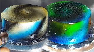 Colorful Galaxy Cake Spraying / Satisfying Cake Spray With Street Sound