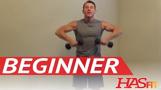 15 Minute Beginner Weight Training - Easy Exercises - HASfit Beginners Workout Routine - Strength