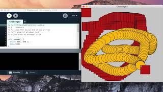 Processing sketch: squares and circles