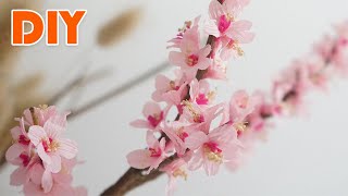 DIY How to Make a  Miniature Cherry Blossom Tree (Crepe Paper) - Tutorial