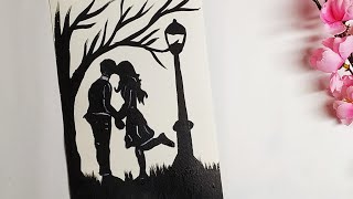 Couple Silhouette Acrylic Painting For Beginners Step By Step | Valentine's Special| Lovers Painting