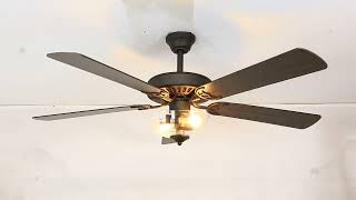 Hykolity 54 Inch Indoor Ceiling Fan with Light Kit and Remote Control, Farmhouse Style