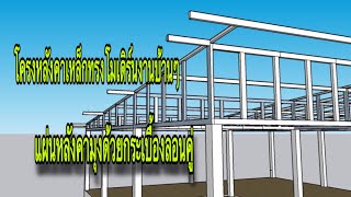 โครงหลังคาเหล็กสไตล์โมเดิร์น มุงลอนคู่ดั้งควรสูงเท่าไร งานบ้านๆ